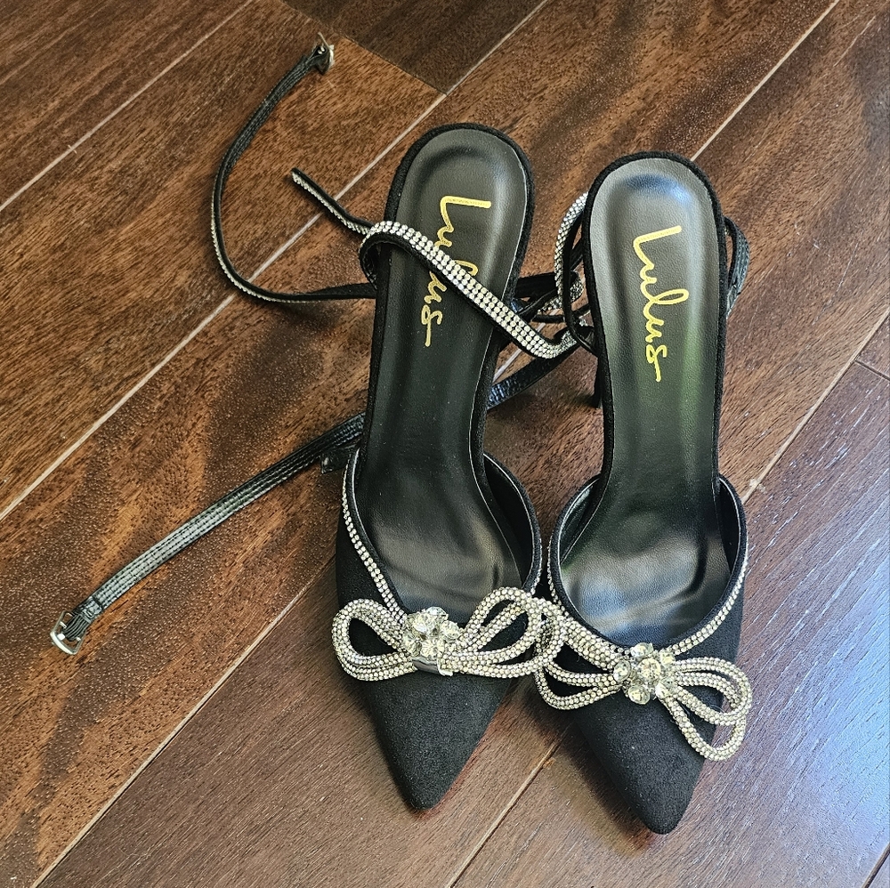 Lulus strap heels with rhinestones